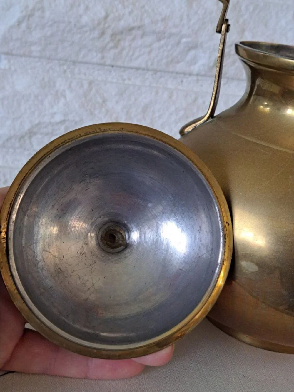 Vintage Brass Teapot With Wooden Handle And Hinged Lid  Collectible Home Decor